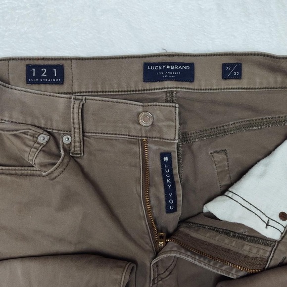 Lucky Brand Pants Mens 32x32 Brown 121 Slim Straight Chino Stretch Cotton - Picture 7 of 12